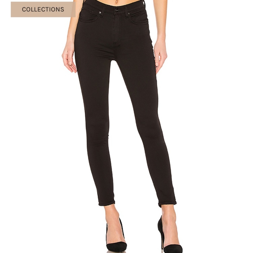 Rag & Bone Black High Rise Skinny Denim Jeans